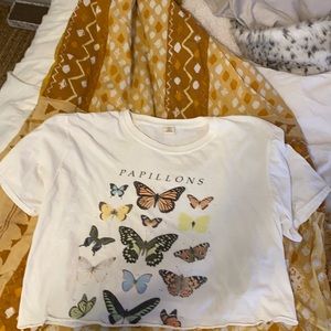 CROPPED Papillons Urban Outfitters Butterfly T Shirt Large